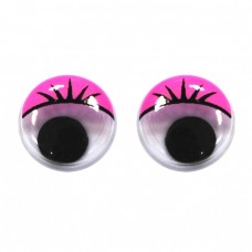 Глазки подвижные с ресничками 8 мм, круглые, розовые (4 шт)